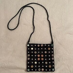 𝅺VINTAGE Black Beaded Crossbody Bag/Purse